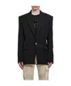 Balmain Fitted Wool Jacket With Notched Lapel In Black