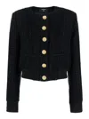 Balmain Button-front Tweed Blouson Jacket In Black