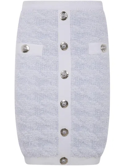 BALMAIN BALMAIN BUTTONED TWEED KNEE LENGHT SKIRT