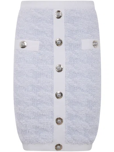 Balmain Buttoned Tweed Knee Lenght Skirt Clothing In Multi