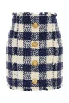 Balmain Checked High-rise Tweed Miniskirt In Multicolor