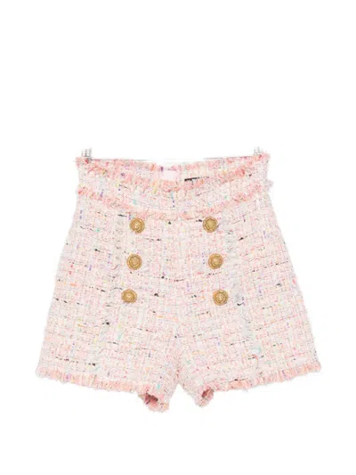 Balmain Buttoned Tweed Shorts In Multi