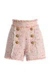 Balmain Buttoned Tweed Shorts In Multi