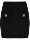 Balmain Button-embellished Tweed Mini Skirt