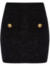 Balmain Button-embellished Tweed Mini Skirt In Black
