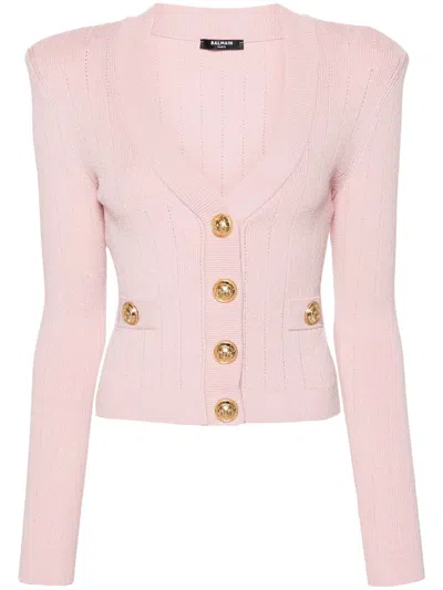 BALMAIN BUTTONED V-NECKED CARDIGAN