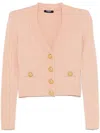 Balmain Women Buttoned V-necked Cardigan In Powder