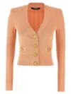 Balmain Women Buttoned V-necked Cardigan In Powder