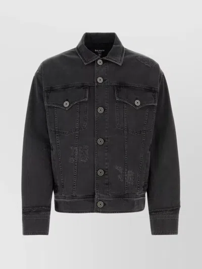 BALMAIN BUTTONED WAIST DENIM JACKET