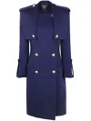 Shop Balmain Buttoned Wool & Cashmere Trench Coat Clothing In Blue