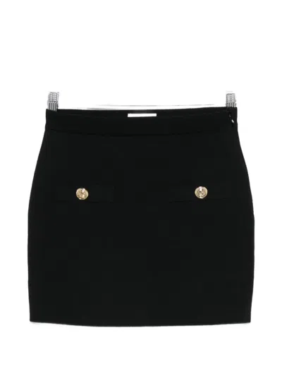 Balmain Button-embellished Knitted Mini Skirt In Black