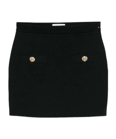 Balmain Button-embellished Knitted Mini Skirt In Black