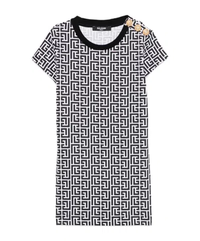 Balmain Button-embellished Print T-shirt In Black