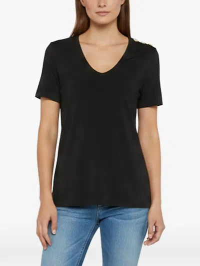 Pre-owned Balmain Button-embellished Short-sleeves T-shirt In Black