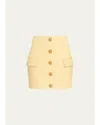 Balmain Button-front Leather Mini Skirt In Neutral