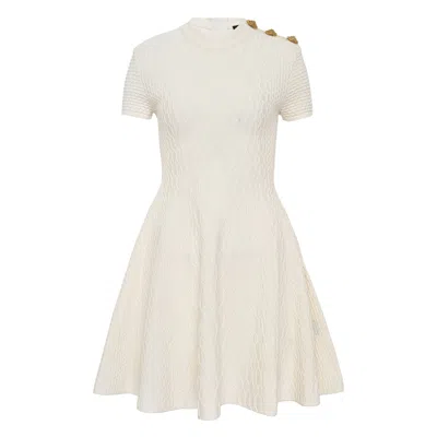Balmain Buttons Croco Dress In Neutral