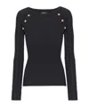 Balmain Sweater Three Buttons Crew Neck Ribbed In Black