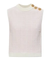 Balmain Knit Top Button Detail Sleeveless Round Neck In Pink