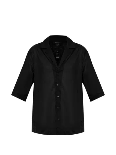 Balmain Button-up Short-sleeve Shirt In Black