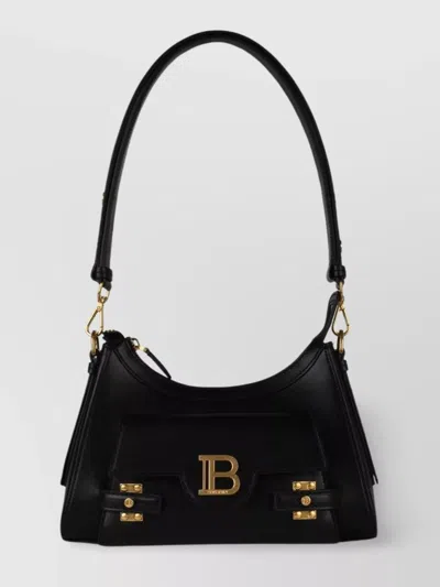 Balmain B-buzz Leather Shoulder Bag In Black