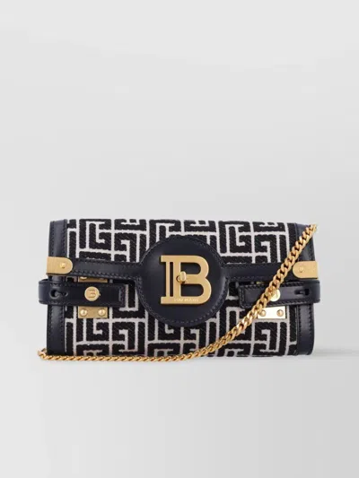 BALMAIN BUZZ POUCH 23 MONOGRAM CLUTCH BAG