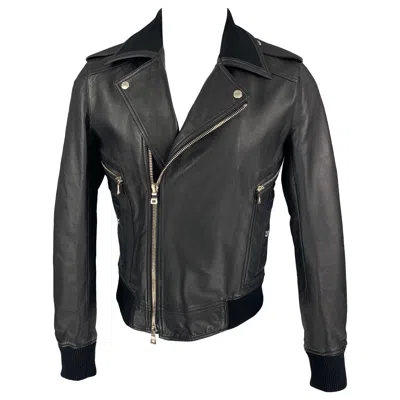 Pre-owned Balmain By Olivier Rousteing Size 38 Black Leather Motorcycle Jacket