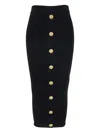 Balmain Cable-knit Button-embellished Midi Skirt