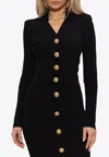 Balmain Long Sleeves Ribbed And Cable-knit Cardigan In Black