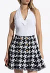 Balmain Cable Knit Halterneck Cropped Top In White