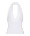 Balmain Cable-knit Halterneck Top In White