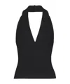 Balmain Ribbed Cable-knit Halterneck Top In Black
