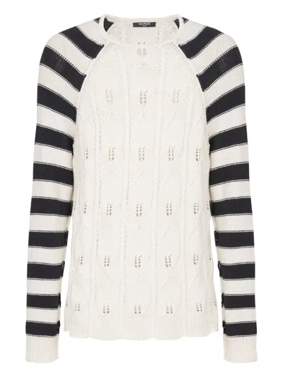 Balmain Cable-knit Jumper In White