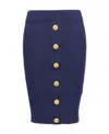 Balmain Blue Pencil Skirt With Gold Buttons In Blue