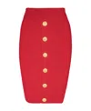 Balmain Button-embellished Midi Skirt In Red