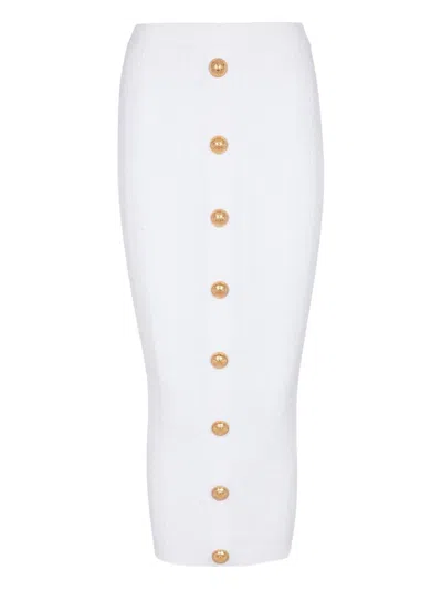 Balmain Cable-knit Skirt In White