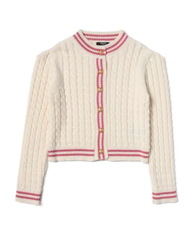 Balmain Cable-knit Virgin-wool Cardigan In Pink