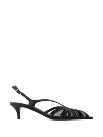 Balmain Caged Leather Sandals In Black