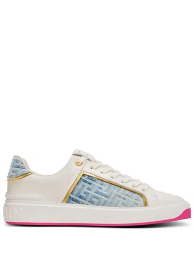 Balmain B-court Panelled Leather Sneakers In Multicolour