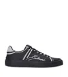 Balmain Calfskin B-court Printed Sneakers In Black