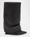 Balmain Calfskin Foldover Boots In Noir