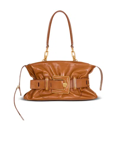 Balmain Calfskin Leather Anthem Bag In Brown