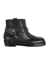 Balmain Square Toe Ankle Strap Boots With Pull Tabs In Black