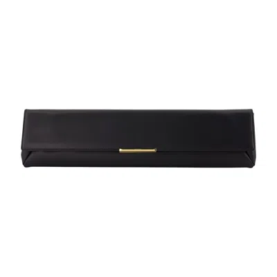 Balmain Calfskin Leather Clutch In Black