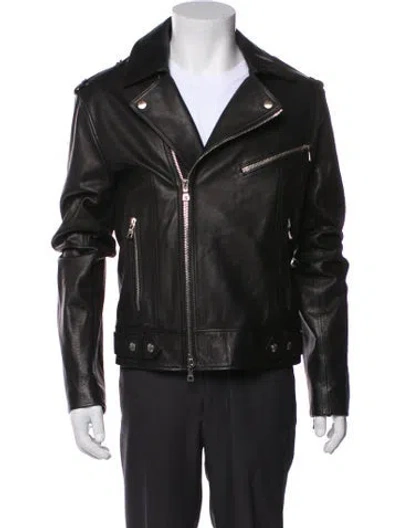 Pre-owned Balmain Calfskin Moto Jacket In Black