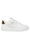 Balmain B- Court Flip Sneakers In White And Gold Leather In White / Gold
