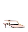 Balmain Sync Chain Kitten Slingbacks In Leather In Pink