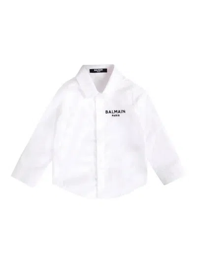 Balmain Shirt With Embroidered Logo In White