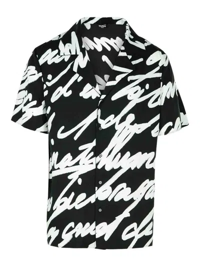 BALMAIN BLACK VISCOSE SHIRT