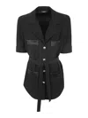 Balmain Belted Lapel Collar Shirt Pockets In Black