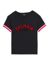 Balmain Logo-appliqué Varsity T-shirt In Blue